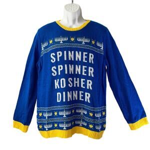 Norther Pole SPINNER SPINNER KOSHER DINNER Ugly Hanukah Sweater Size XL